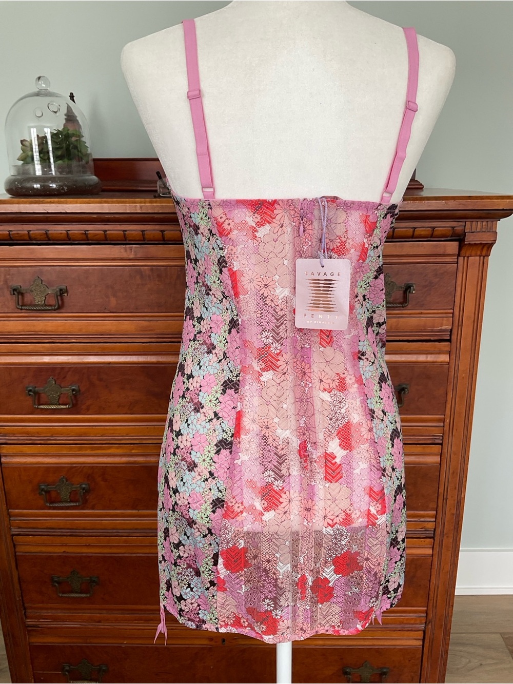 NWT Savage X Fenty by Rihanna Penthouse Sweet Lace Slip Pink Multi Size L - Picture 7 of 11
